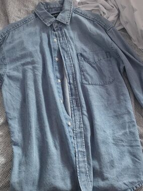 Pull&Bear Light Blue Denim Long Sleeve Shirt